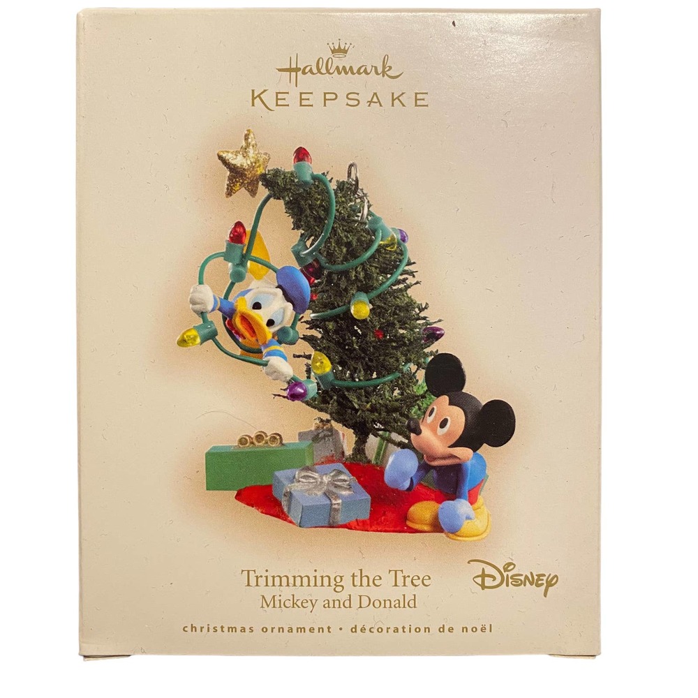 NIB Disney Hallmark Ornament Timing The Tree Mickey Mouse & Donald Duck